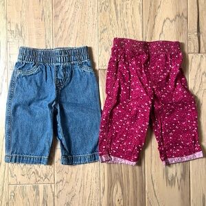Baby Girls’ 6 Month Blue Jeans and Floral Pink Pants